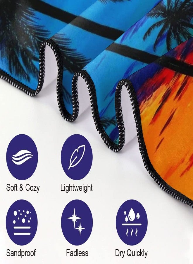 OHTMTHO Oversized Beach Towel Quick Dry Sand Free Lightweight Microfiber Beach Towels for Swim Pool Camping Travel, Colorful Sunset Coconut Palm Trees, 36"x72" - Image 3